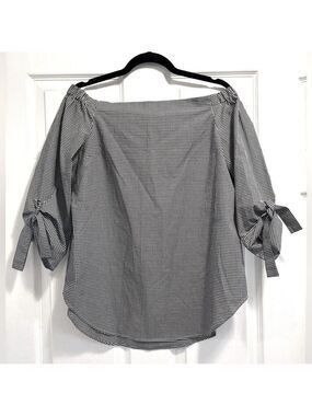Aritzia Babaton Aritzia Malik Off Shoulder Black & White Checkered Blouse Small